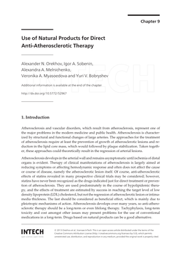 Use of Natural Products for Direct Anti-Atherosclerotic Therapy