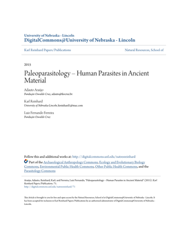Paleoparasitology Â•Fi Human Parasites in Ancient Material