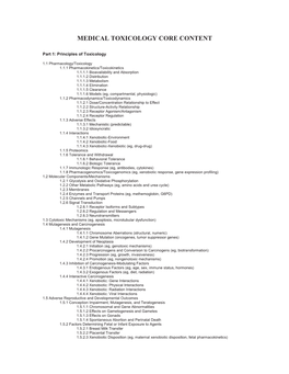 Medical Toxicology Core Content