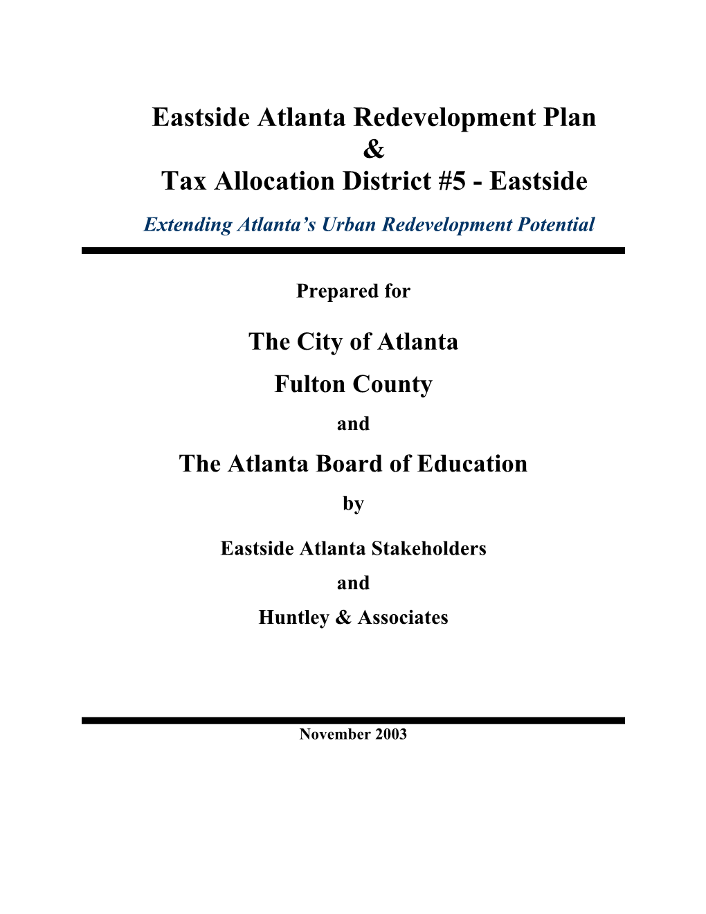 Eastside Atlanta Redevelopment Plan & Tax Allocation District #5