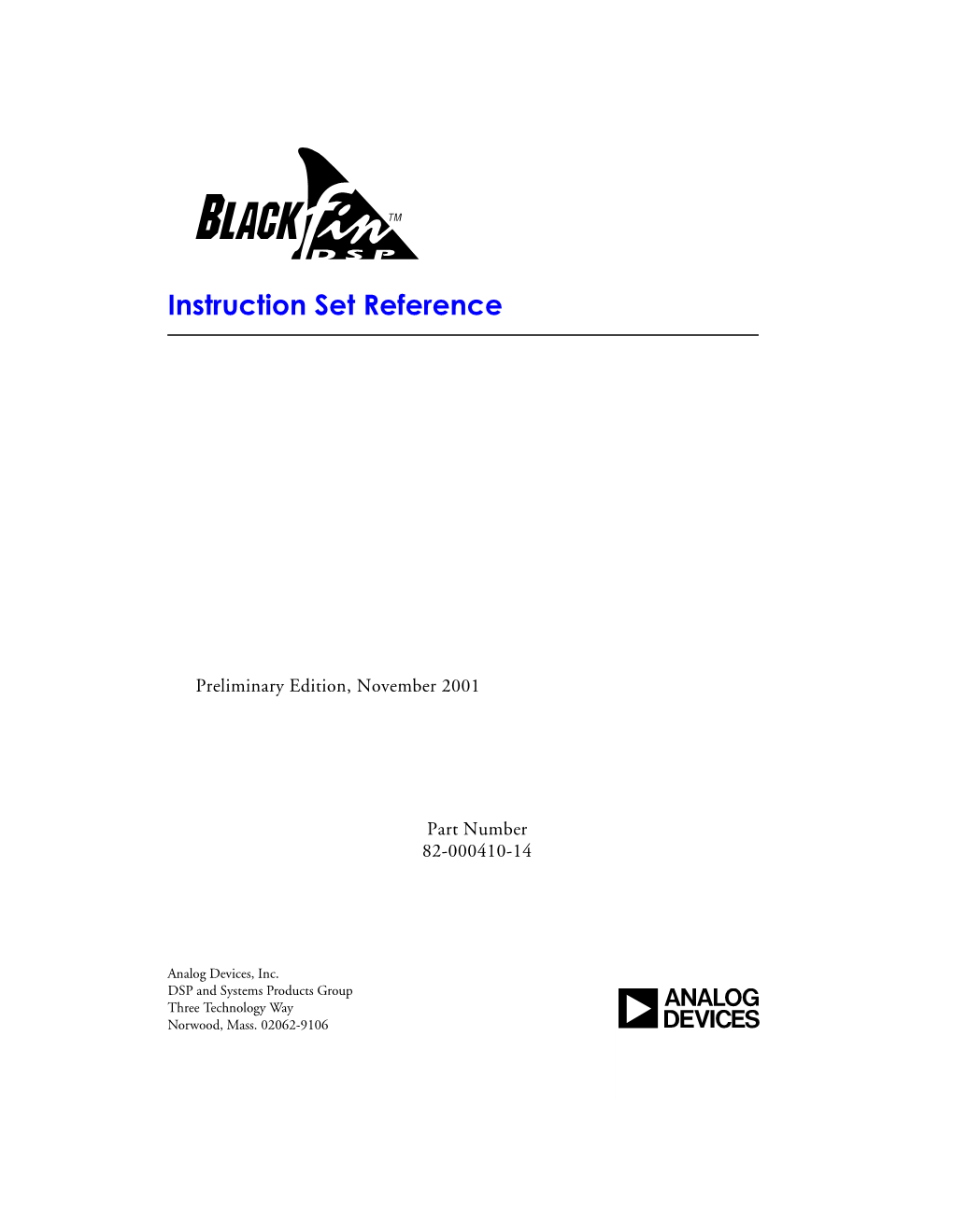 Blackfin DSP Instruction Set Reference Contents