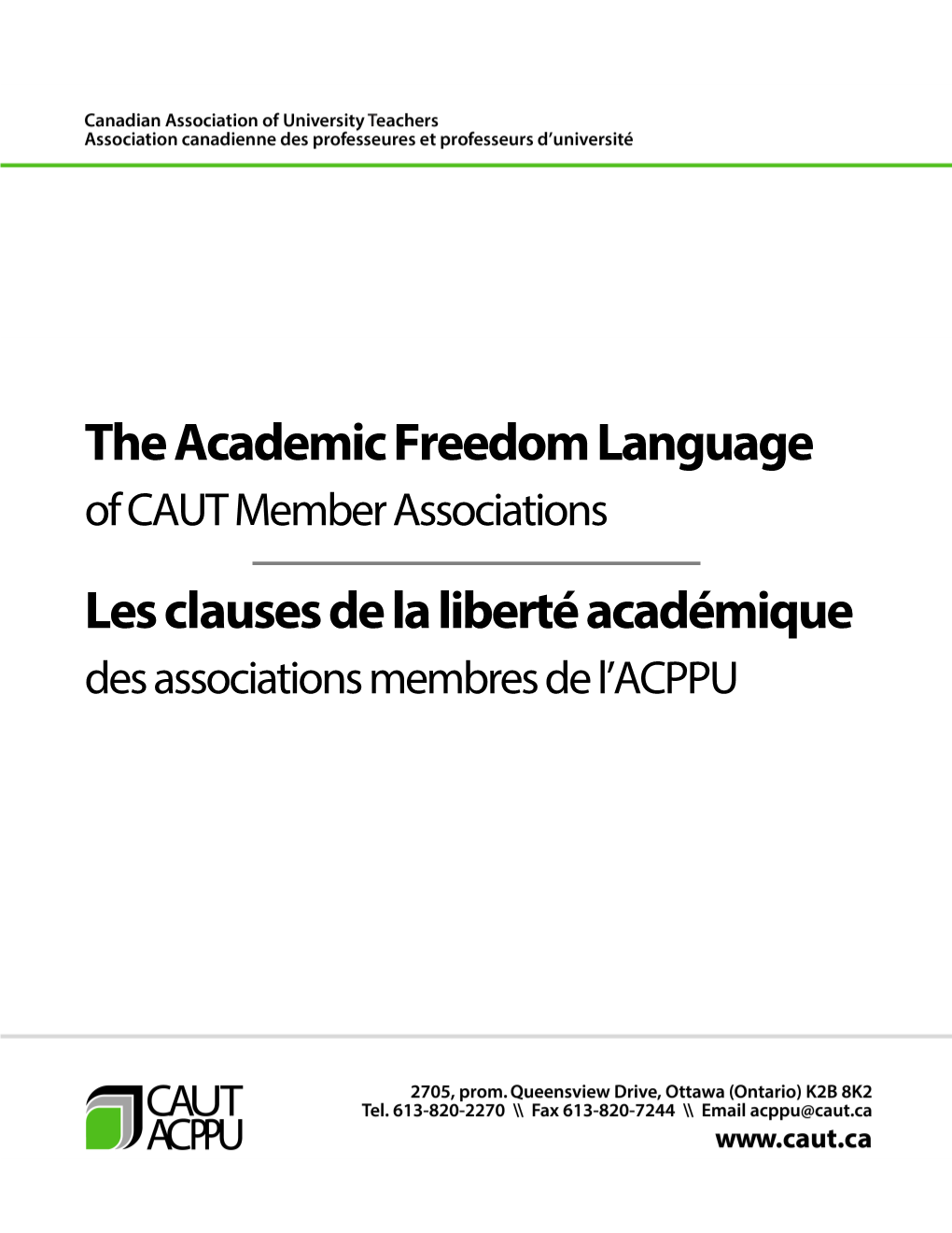 The Academic Freedom Language of CAUT Member Associations