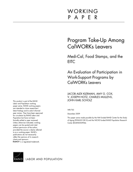 Program Take-Up Among Calworks Leavers: Medi-Cal, Food Stamps, and the EITC
