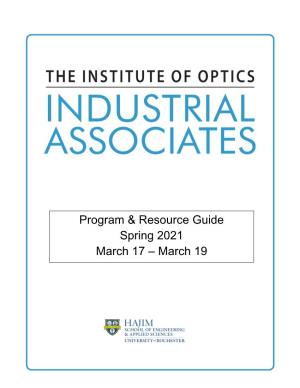 Institute of Optics Spring 2021 IA Program and Resource Guide