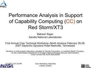 Performance Analysis in Support of Capability Computing on Red