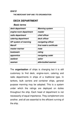 Deck Department