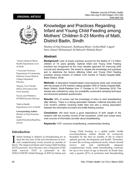 Knowledge and Practices Regarding Infant and Young Child Feeding