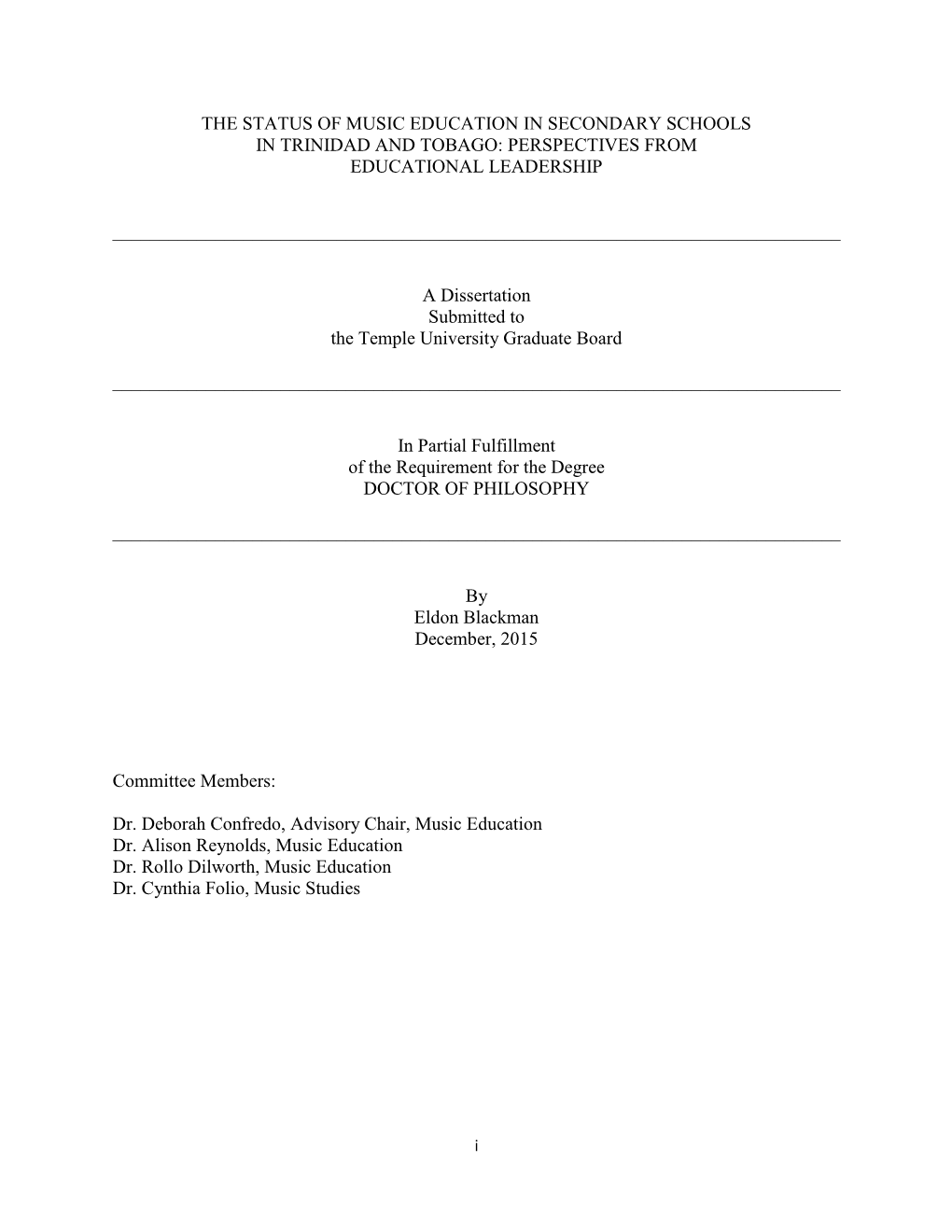 The Status of Music Education in Secondary Schools in Trinidad and Tobago: Perspectives from Educational Leadership