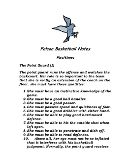 Falcon Basketball Notes Positions