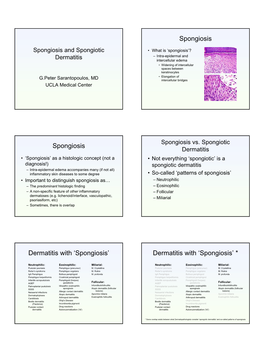 'Spongiosis' Dermatitis With