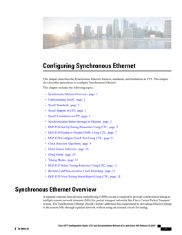 Configuring Synchronous Ethernet