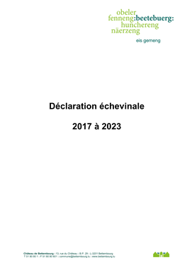 Déclaration Échevinale 2017 À 2023