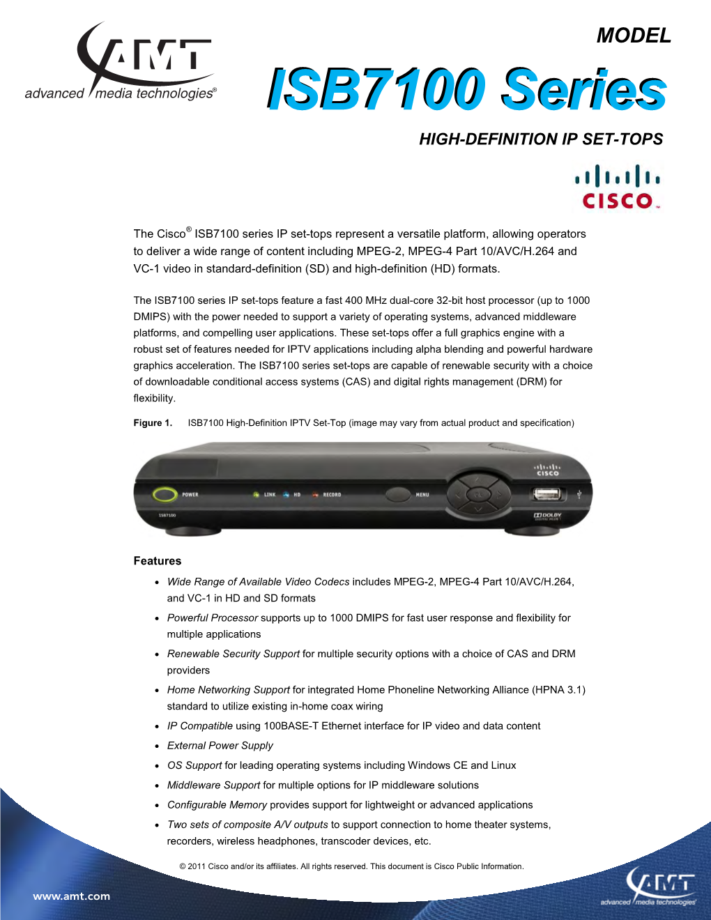 Cisco ISB7100 Series High-Definition IP Set-Tops Data Sheet