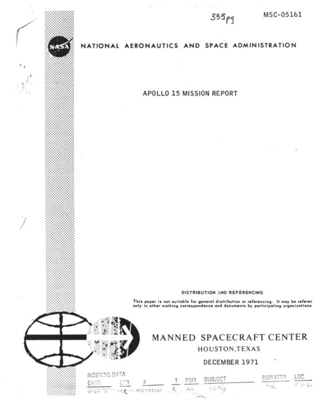 Apollo 15 Mission Report