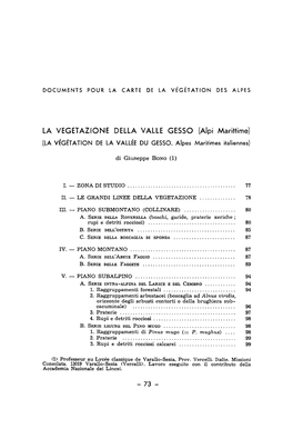LA VEGETAZIONE DELLA VALLE GESSO (Alpi Marittime) (LA VÉGÉTATION DE LA VALLÉE DU GESSO, Alpes Maritimes Italiennes)