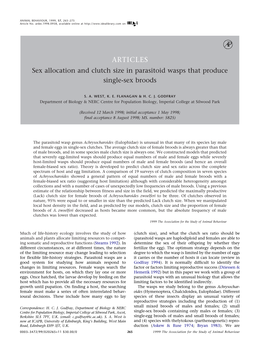 Sex Allocation and Clutch Size in Parasitoid Wasps That Produce Single-Sex Broods