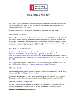 Travel Policy & Procedures
