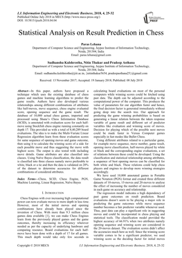 Statistical Analysis on Result Prediction in Chess