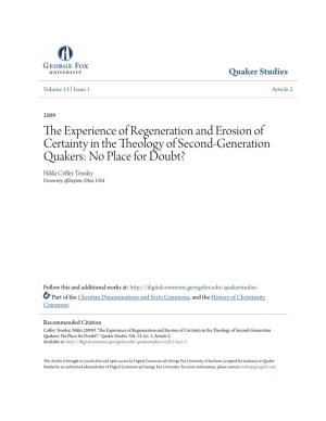 The Experience of Regeneration and Erosion of Certainty in the Theology