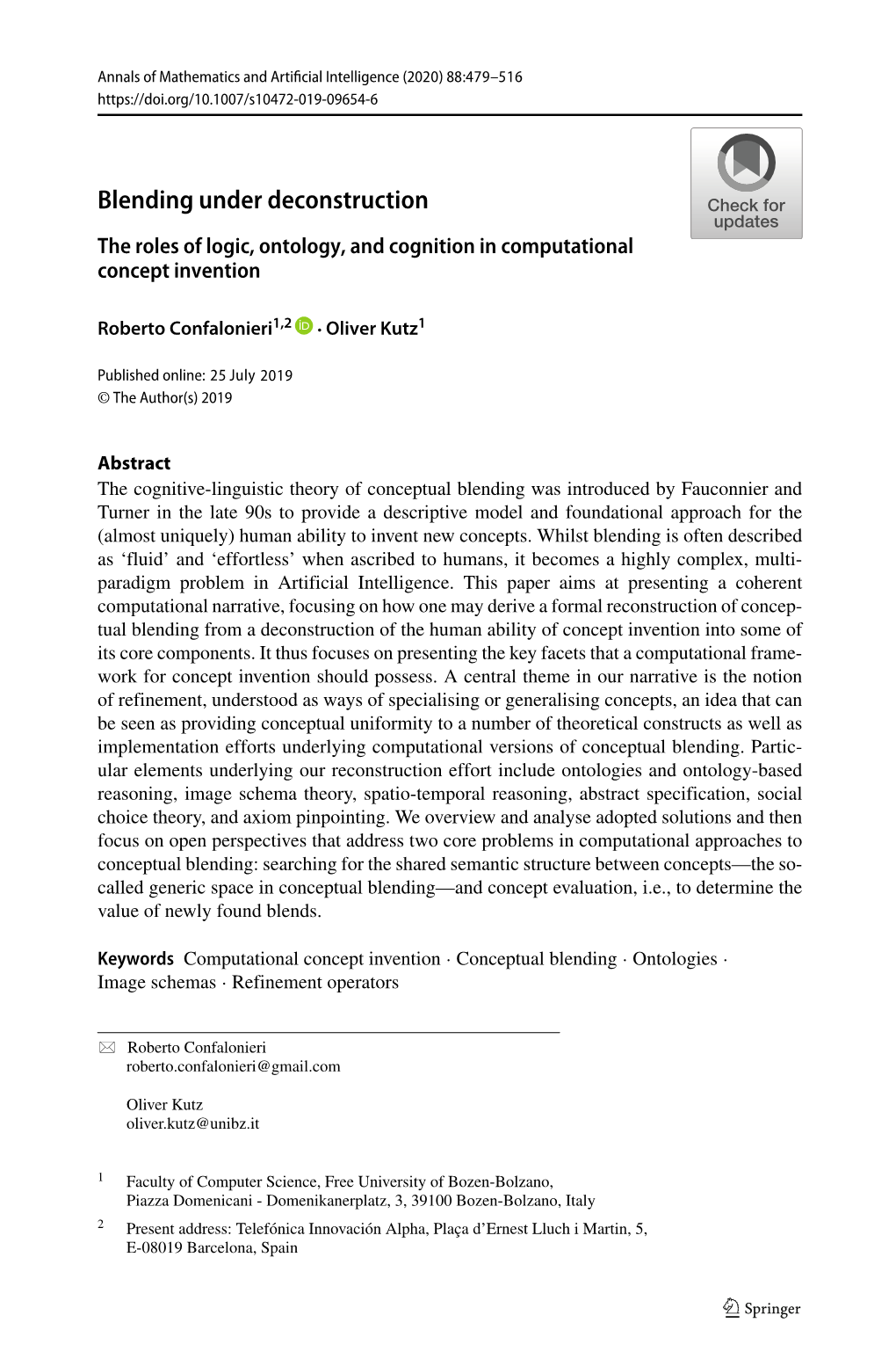 Blending Under Deconstruction the Roles of Logic, Ontology, and Cognition in Computational Concept Invention