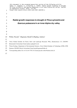 Radial Growth Responses to Drought of Pinus Sylvestris and Quercus Pubescens in an Inner-Alpine Dry Valley