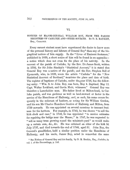 Notices of Major-General William Hoy, from the Parish Registers of Carluke and Other Sources