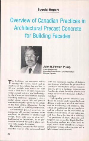 Overview of Canadian Practices in Architectural Precast Concrete for Building Facades