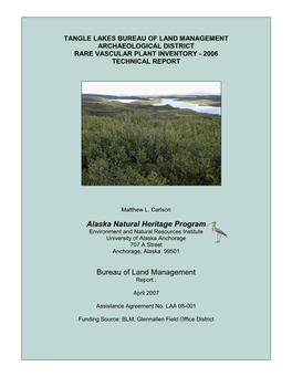 Aniakchak National Monument and Preserve Vascular Plant Inventory