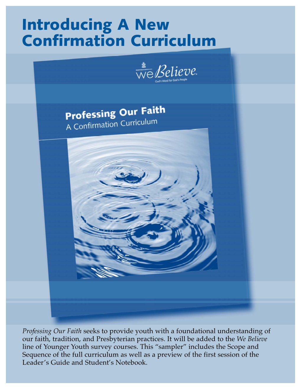 Professing Our Faith: a Confirmation Curriculum Sample