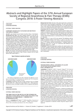 (ESRA) Congress 2018: E-Poster Viewing Abstracts