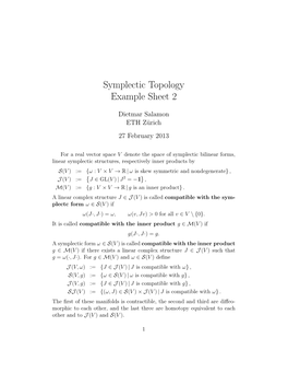 Symplectic Topology Example Sheet 2