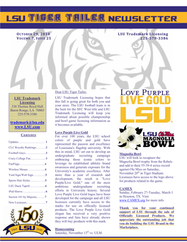 Lsu Tiger Tailer Newsletter