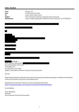 City of Leicester Conservative Association in Relation to the Electoral Review of the Leicester City Council Local Authority Area