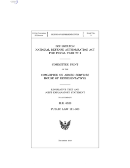 Ike Skelton National Defense Authorization Act for Fiscal Year 2011