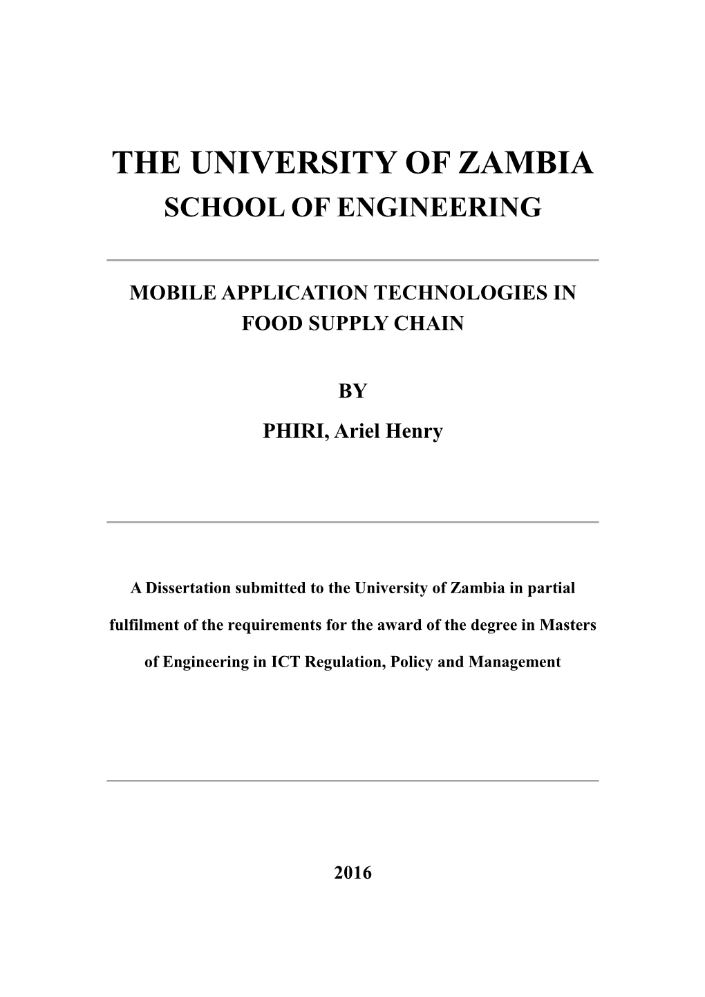 The University of Zambia School of Engineering