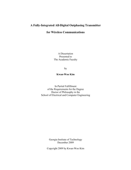 A Fully-Integrated All-Digital Outphasing Transmitter for Wireless