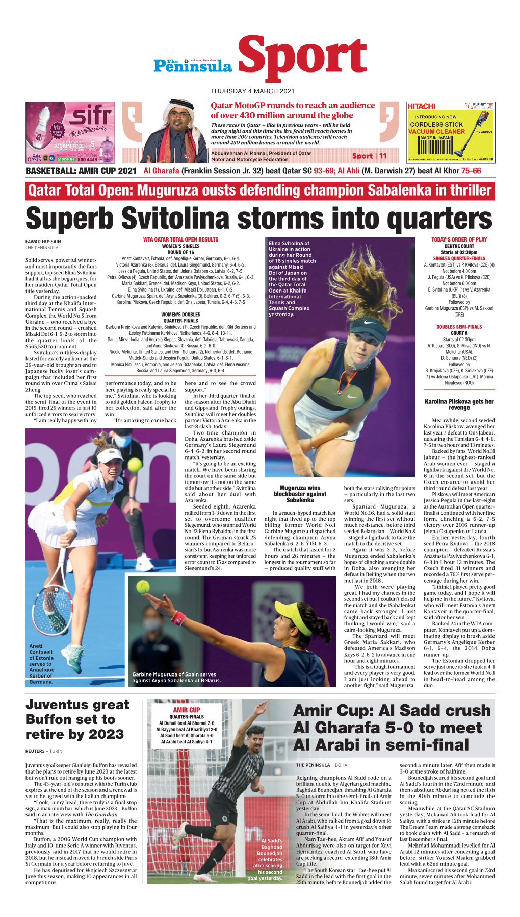 Superb Svitolina Storms Into Quarters