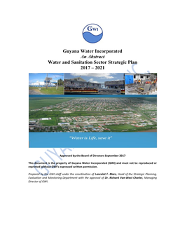 Water and Sanitation Sector Strategic Plan 2017 – 2021