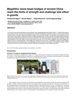 Megalithic Stone Beam Bridges of Ancient China Reach the Limits of Strength and Challenge Size Effect in Granite