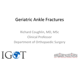 Geriatric Ankle Fractures