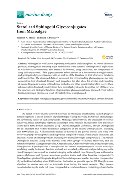 Sterol and Sphingoid Glycoconjugates from Microalgae