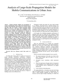 Analysis of Large-Scale Propagation Models for Mobile Communications in Urban Area