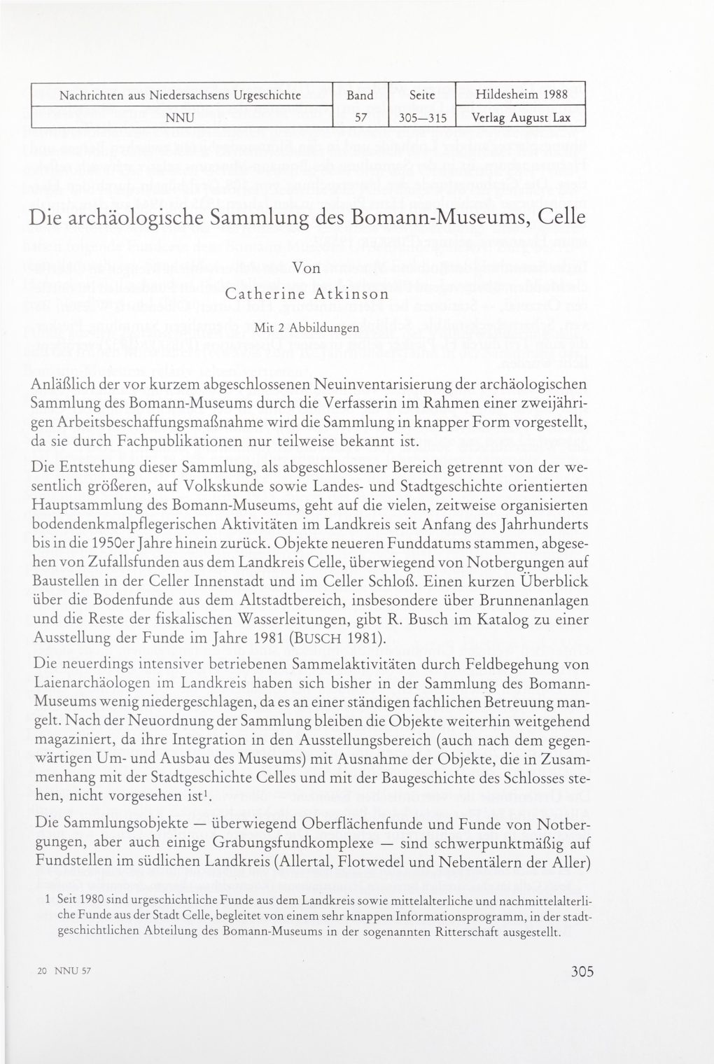 Die Archäologische Sammlung Des Bomann-Museums, Celle