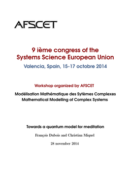 9 Ième Congress of the Systems Science European Union Valencia, Spain, 15-17 Octobre 2014