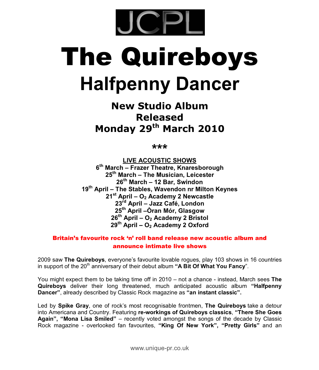 The Quireboys Halfpenny Dancer