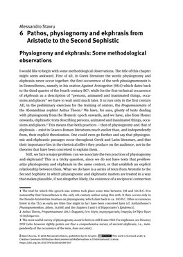 6 Pathos, Physiognomy and Ekphrasis from Aristotle to the Second Sophistic