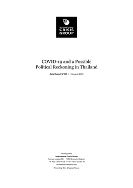COVID-19 and a Possible Political Reckoning in Thailand