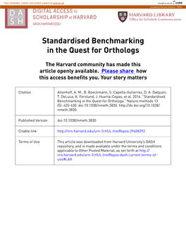 Standardised Benchmarking in the Quest for Orthologs