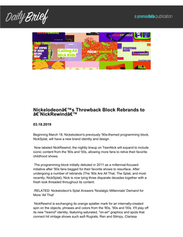 Nickelodeonâ€™S Throwback Block Rebrands to Â€˜Nickrewindâ€™