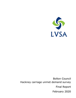 Bolton Council Hackney Carriage Unmet Demand Survey Final Report February 2020